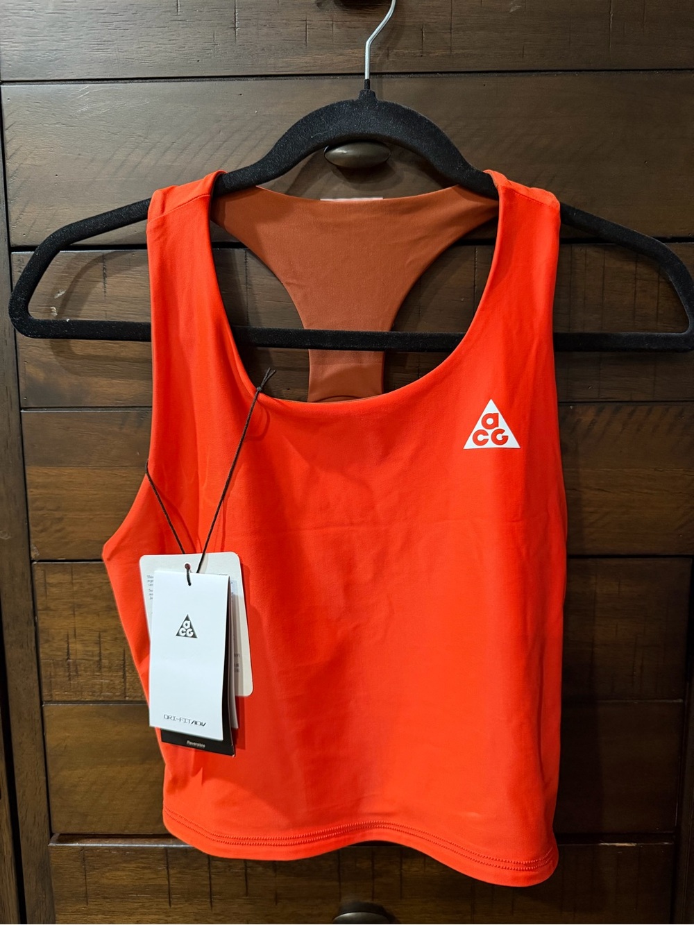 Nike ACG Women’s Reversible Orange-Brown Racerback Tank with White ACG Logo